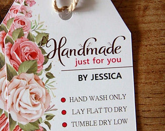 Set of 50 Custom Printed Care Instruction Tags: Crochet Product Labels
