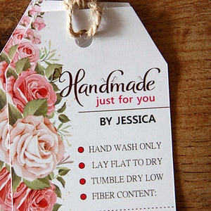 SET OF 50 Printed Labels, Custom Tags, Care Instructions, Hang tag, Handmade just for you