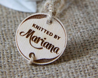 Personalized Wooden Knitting Tags: Custom Crochet Garment Labels (Set of 50)