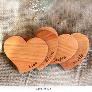 Personalized Named Wood Coasters for Drinks, Personalized Wedding Gifts, Bridal Gifts, Custom Coasters Set of 4, Heart shape