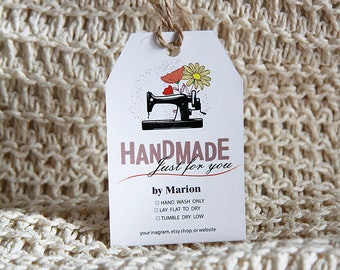 Set of 50 Printed Clothing Care Instruction Tags: Handmade Product Tags