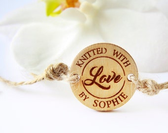 Wooden 'Handmade With Love' Tags: Custom Knitting & Crochet Labels (Set of 50)