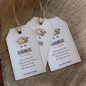 SET OF 48 Printed Labels, Custom Tags, Care Instructions for Handmade Clothing, Crochet hang tag, Hand Knit Care Tags