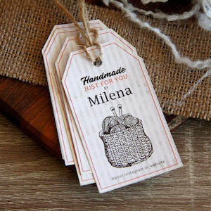 50 etiquetas de cuidado tejidas a mano con estampados de crochet - Instrucciones de cuidado para prendas hechas a mano - Etiqueta colgante tejida con cuidado - Etiquetas personalizadas para tejer