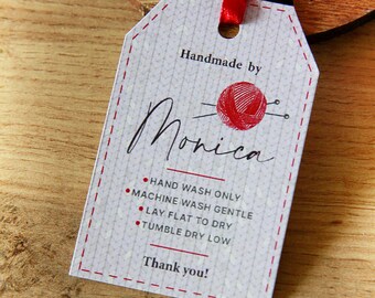 Custom Printed Care Instruction Tags: Handmade Clothing, Crochet (Set of 50)