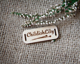 Custom Engraved Birch Wood Tags: Handmade Knitting & Crochet (Set of 50)