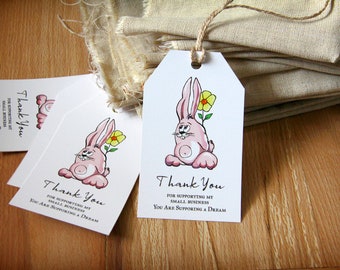 Custom Printed Gift Tag with Bunny, Personalized Label