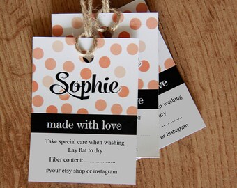 Set of 50 Custom Printed Clothing Care Tags