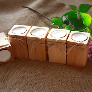 Wooden Candlestick Holders Set of 5, Wood Tealight Holder, Centerpiece, Rustic Decor,  Candle Holders, Tealight Candle Holders,  Solid Wood