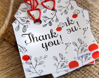 Personalized Thank You Tags: Floral Business Cards, Set of 30