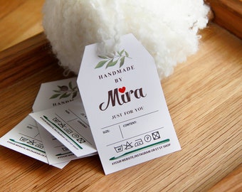 Custom Clothing Tags: Crochet & Knit Care Instructions, Printed Labels