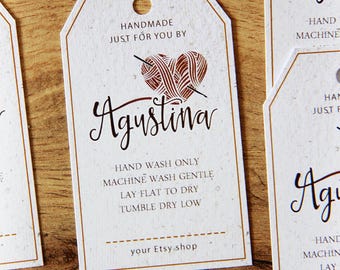 Printed Crochet Care Instruction Tags: Handmade Clothing Labels (Set of 48)