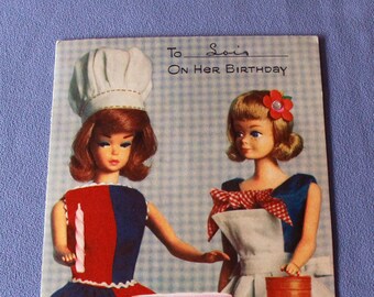 Vintage Barbie & Midge Very Hard to Find Birthday Card, VGC