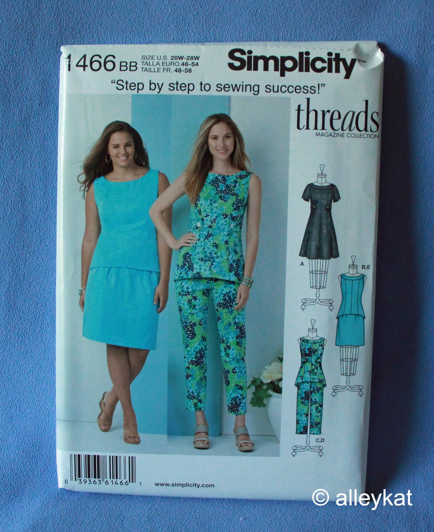 Simplicity Pattern 1466 Miss/Womens THREADS MAG Dress~Tunic~Top~Skirt~Crop Pants Simplicity Pattern 1466 Miss/Womens THREADS MAG Dress~Tunic~Top~Skirt~Crop Pants