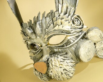 White Rabbit Paper Mask, papercraft mask, Alice in Wonderland, Tea party