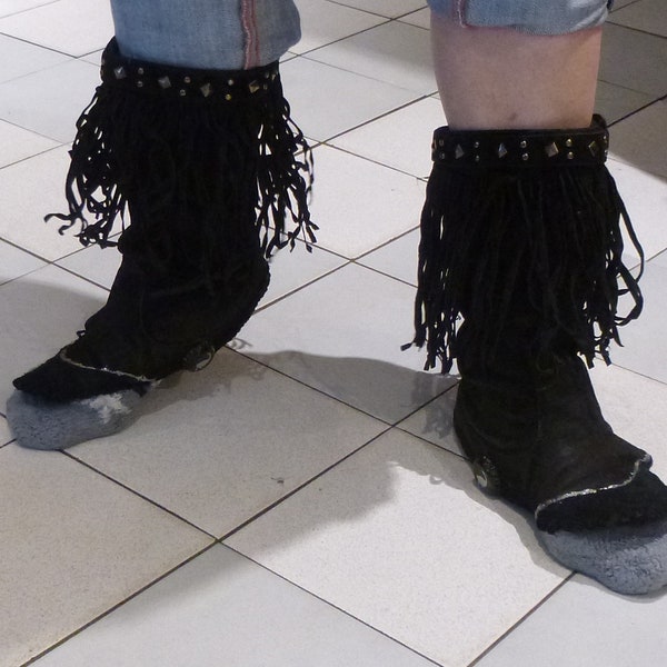 Black Gaiters with tassles, perfect for Carneval, Halloween, dress-up!