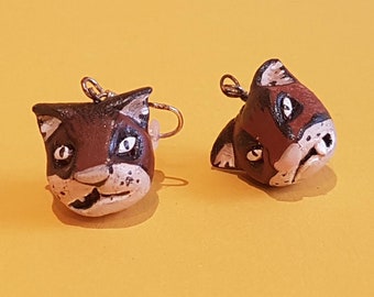 Grumpy Cat Earrings, very individual, handmade, for cat lovers!