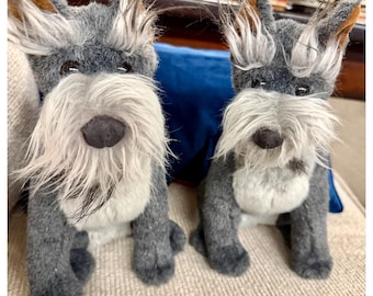 Ty Classic Schnauzer Plush Dog Pair Vintage 2000 Gray White Stuffed Animal