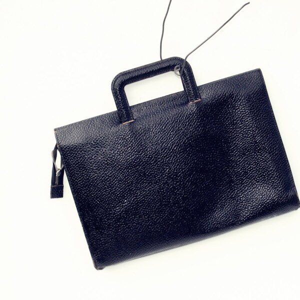 Vintage black briefcase in genuine leather
