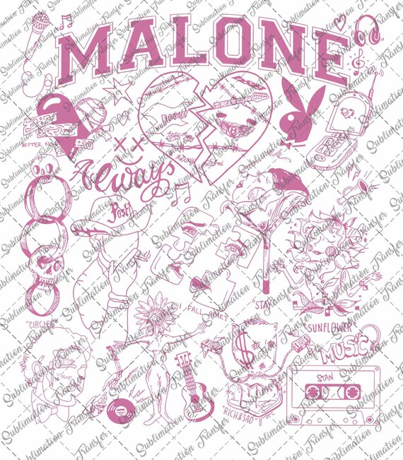 Post Malone Doodle Art Tattoo Shirt Album Lyrics Sweatshirt Hoodie Unisex -  TourBandTees