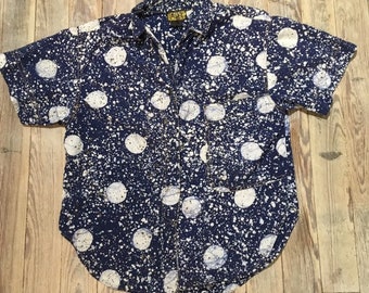 Polka dot pattern short sleeve button up