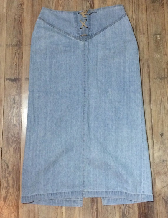 Vintage lace blue jean cheap skirt