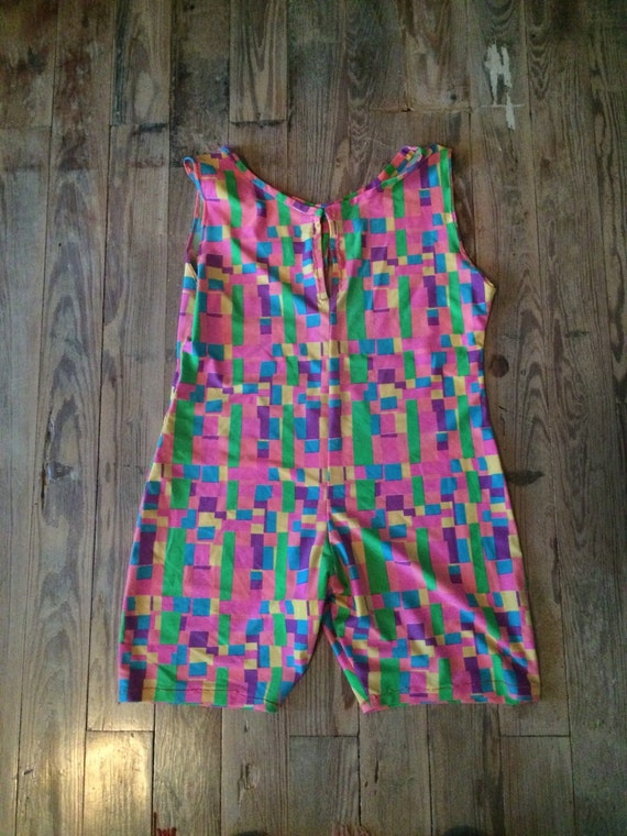 Super bright pattern stretchy romper