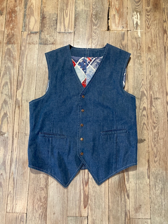 Quilted lined denim vest OOAK