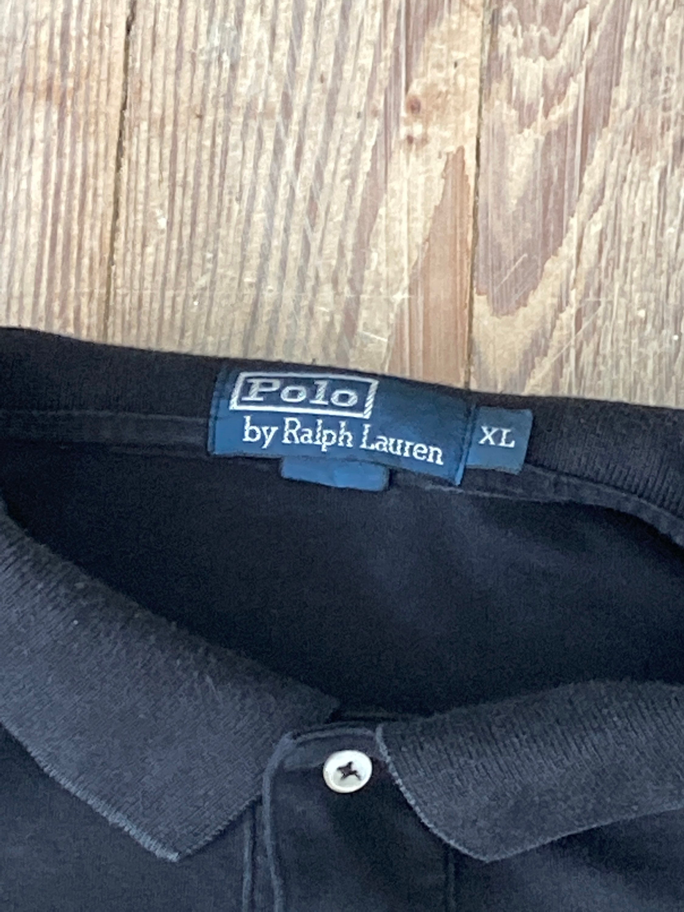 Vintage 90s Black Polo Ralph Lauren Polo Shirt - Large