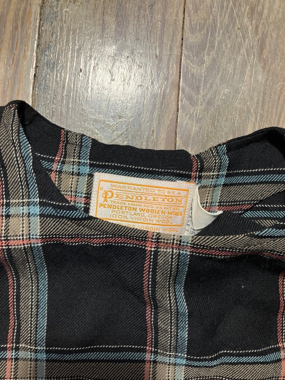 Vintage Pendleton Wool Shirt - Plaid Distressed U… - image 3
