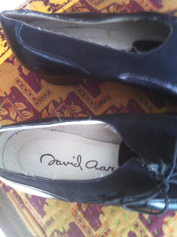 Black low heel Black leather and suede David Aaro… - image 2