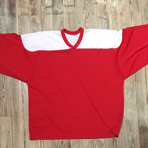 Vintage Athletic Knit Striped Blank Hockey Jersey XL Red Blue Team