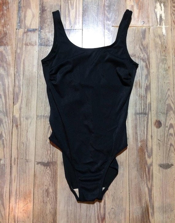 Vintage black small grid pattern swim suit - image 1