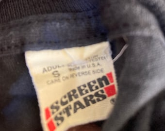 1980s Screen Stars Black Tee - Size Small