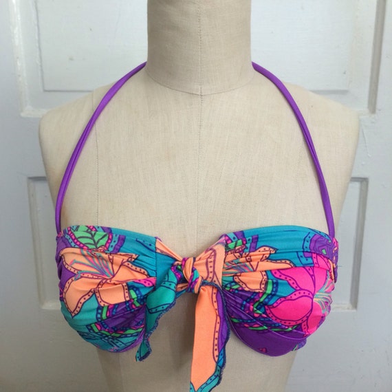 Tropical print bikini top