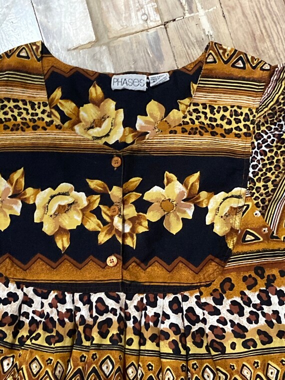 Cottagecore Floral Leopard Print Dress (3XL) - image 4