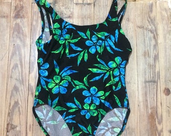 Geribbeld badpak met bloemen