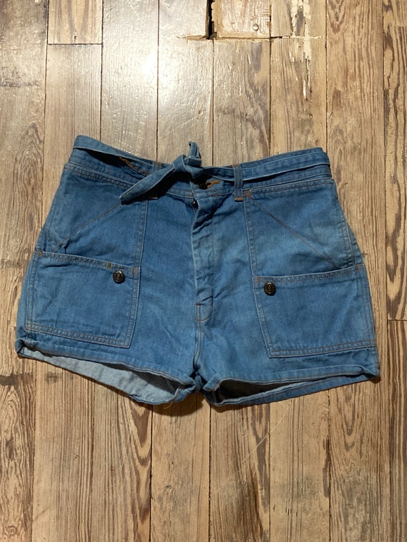 1970s jean shorts denim belt - image 1