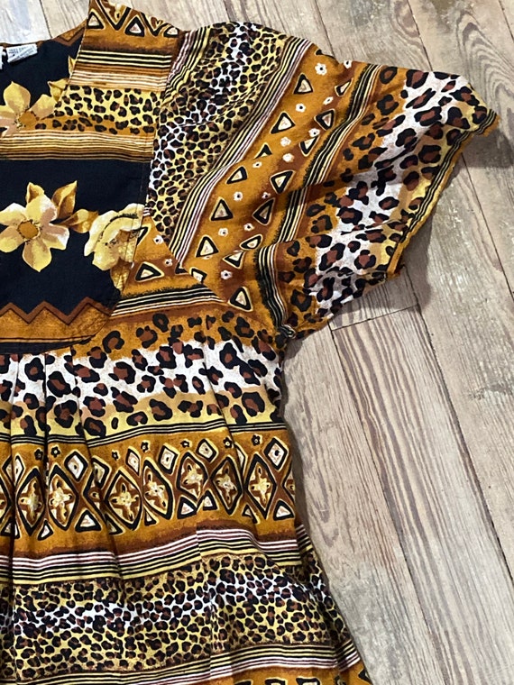 Cottagecore Floral Leopard Print Dress (3XL) - image 2