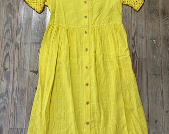 Vintage Yellow Dress: Made in USA, Size Small