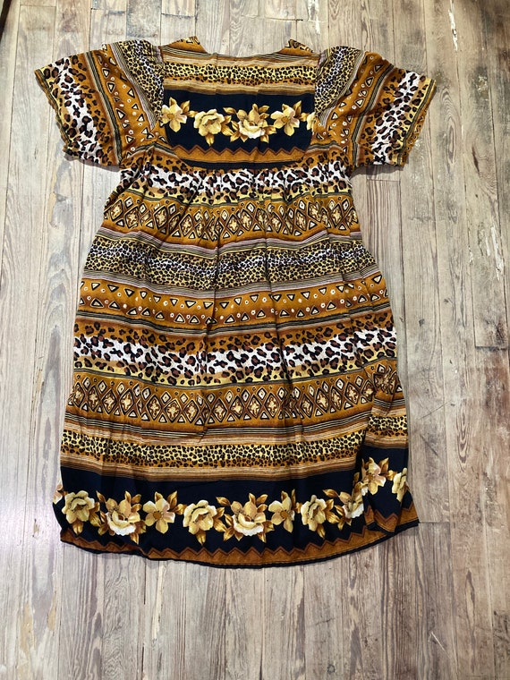 Cottagecore Floral Leopard Print Dress (3XL) - image 6