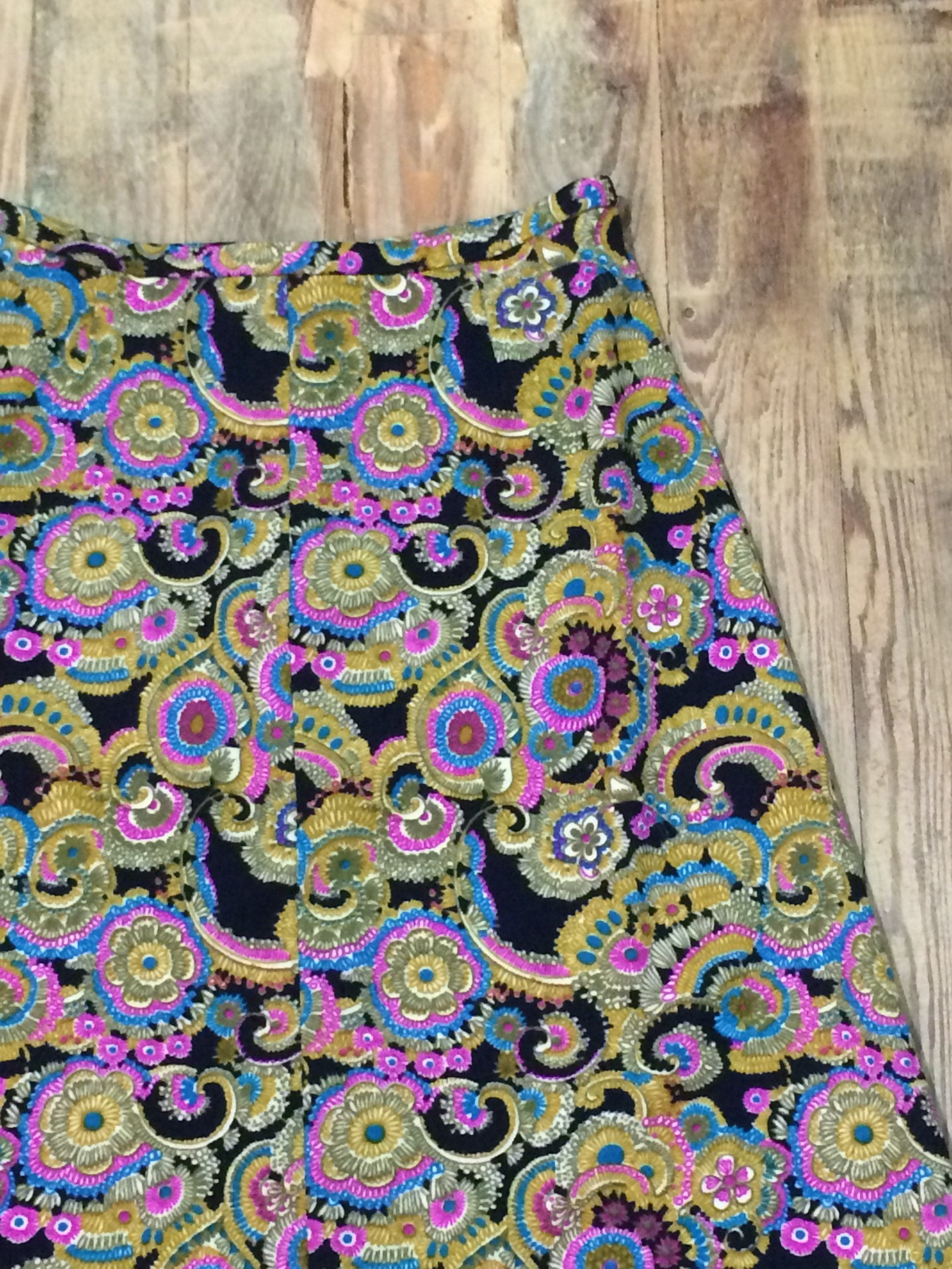 70s Polyester Skirt Floral Pattern - Etsy