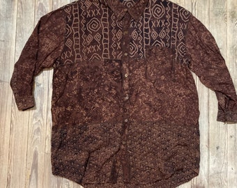Bleach dye style rayon shirt oversized
