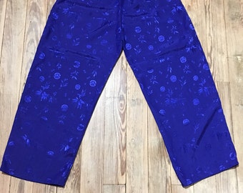 Blue silky printed pants