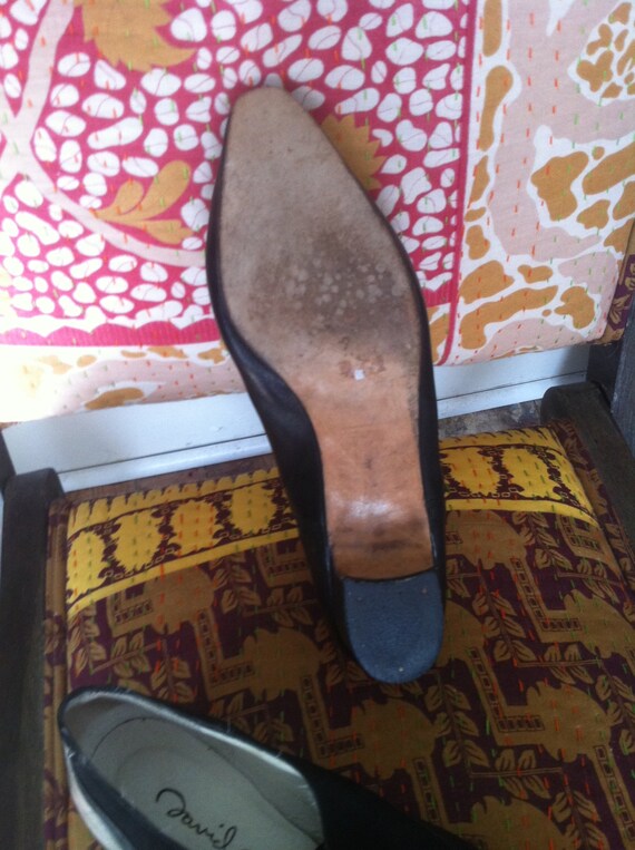 Black low heel Black leather and suede David Aaro… - image 3