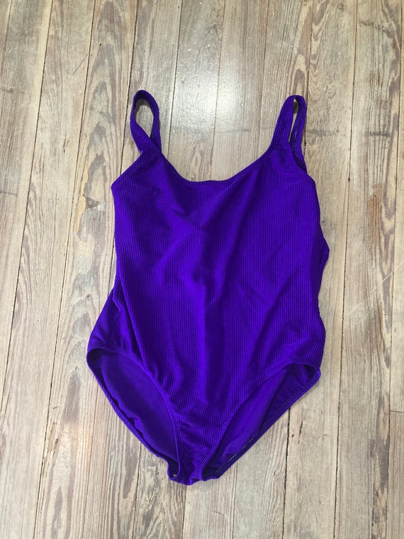 Purple ribbed bathing suit