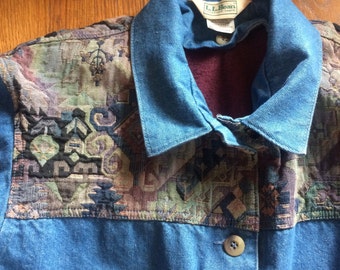 LL BEAN quilted denim jacket