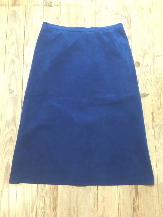 Blue suede skirt - image 2