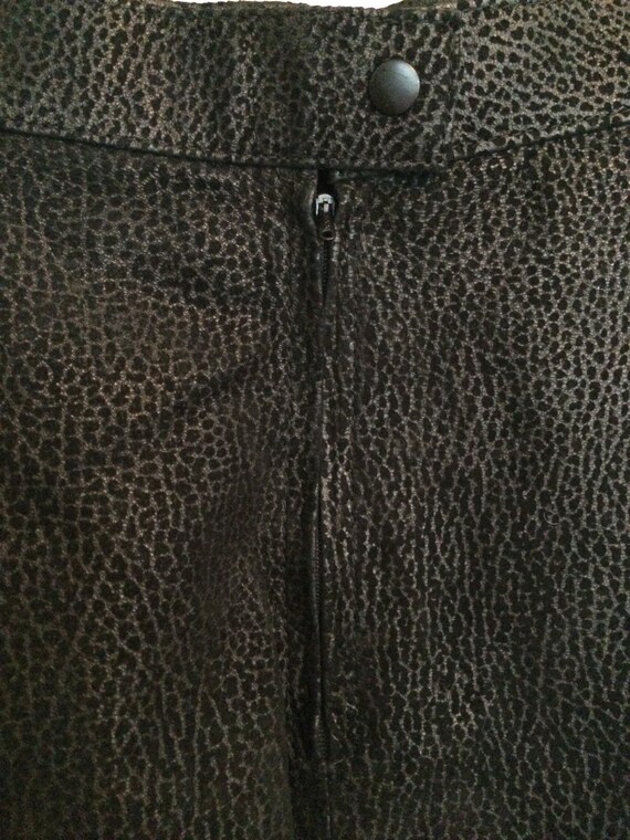 Leather black cheetah print skirt - image 4