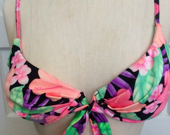 Made in usa floral print vintage bikini top